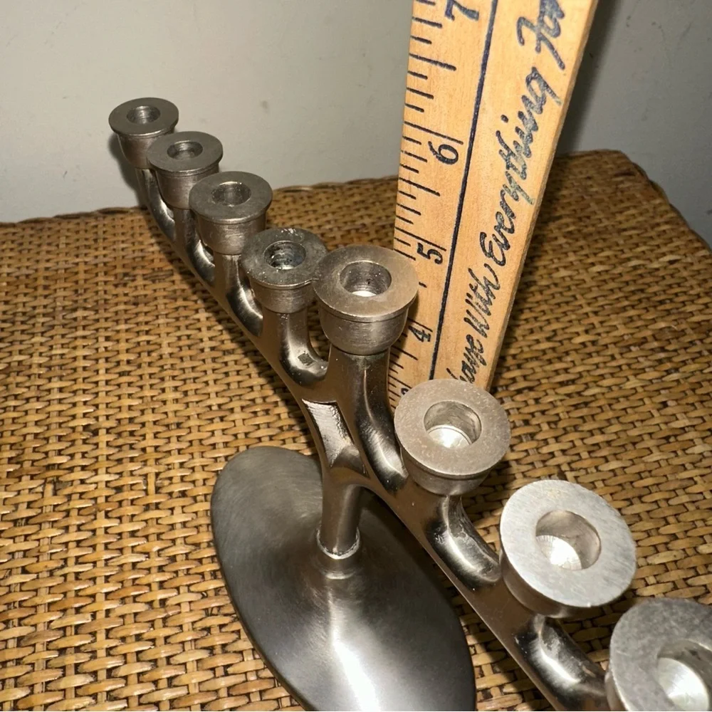 Restoration Hardware RH Hanukkah Menorah Hanukkiah Candelabra 5.5 x 8 in Silver